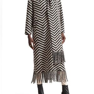 Ted Baker London Black and White Chevron Cape
